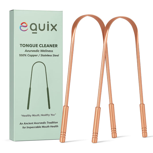 Equix Pure Copper Tongue Cleaner (Set of 2) – Ayurvedic Fresh Breath Scraper for Men & Women